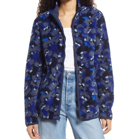 NWT NORDSTROM X CRISTINA MARTINEZ Fleece Jacket Blue Medium - Picture 1 of 3